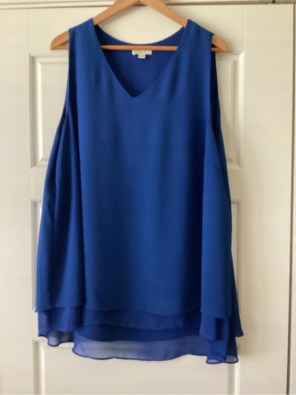Cato Royal Blue Sleeveless V-Neck Layered Chiffon Top
